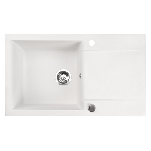 Zlewozmywak granitowy 1 komorowy z ociekaczem Nieste 86 biały